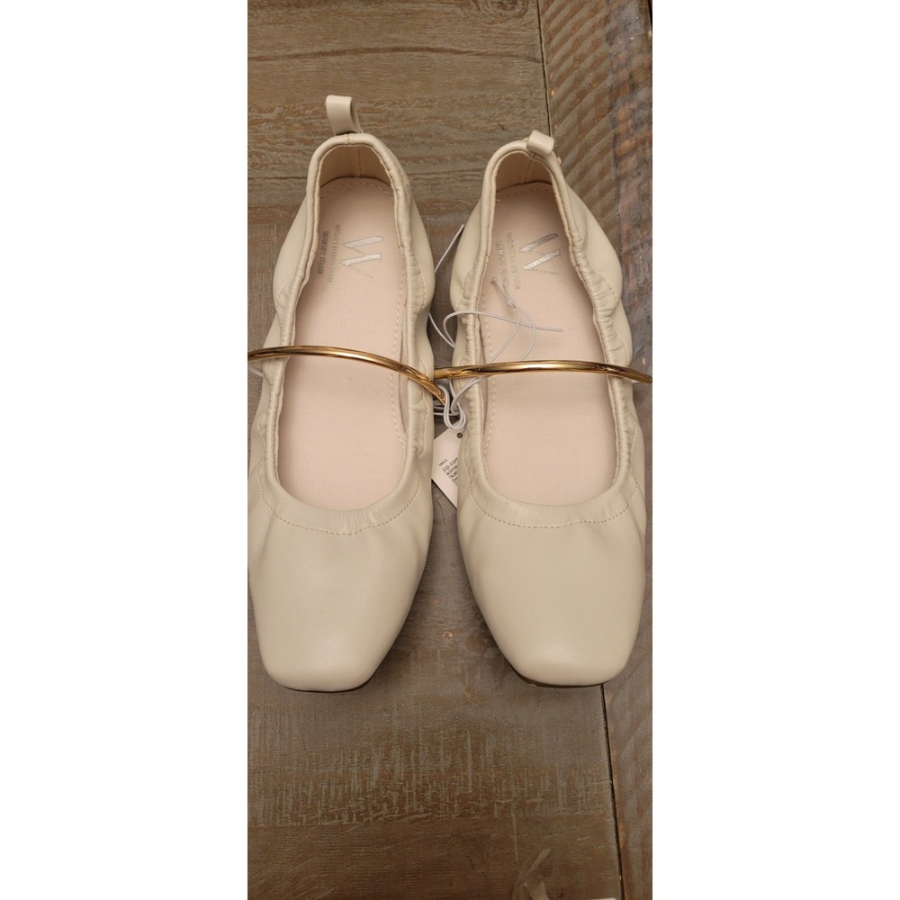 Worthington Ballet Flats Ballerina White Faux‎ Leather Sz 9 Comfort Shoes